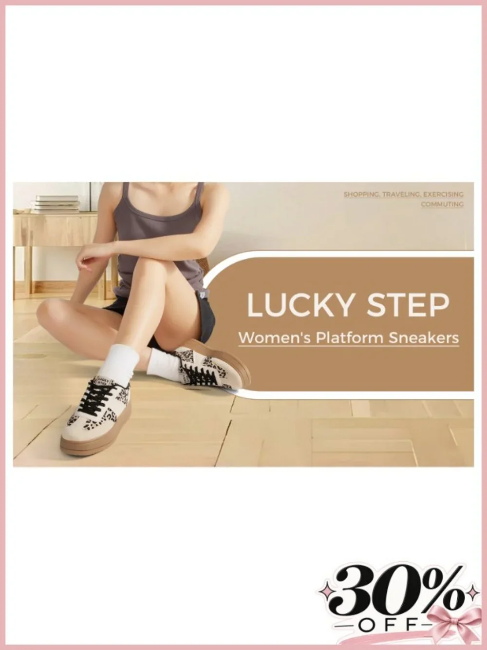 Lace Up Platform Sneakers Thick Sole Comfortable Faux Leather Low Top Walking